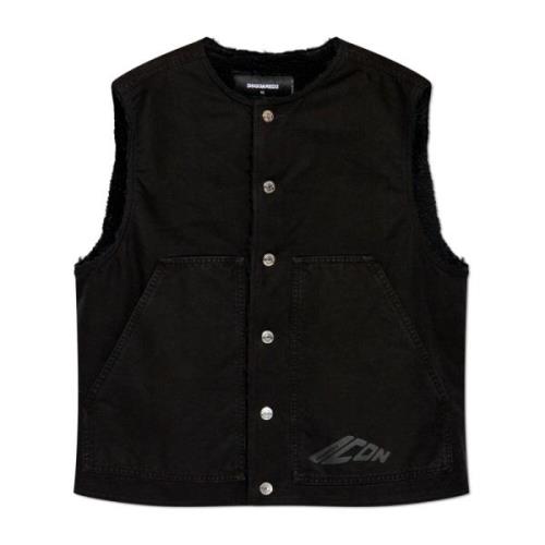 Denim Gewatteerd Vest Dsquared2 , Black , Heren