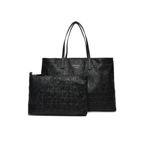 Grote 2 in 1 Tote Tas Dames Zwart Guess , Black , Dames