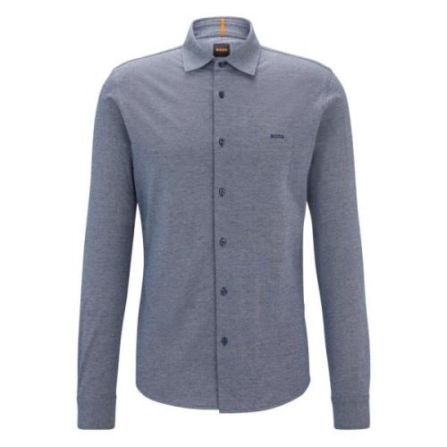 Modern Slim Fit Shirt met Logo Borduursel Hugo Boss , Blue , Heren