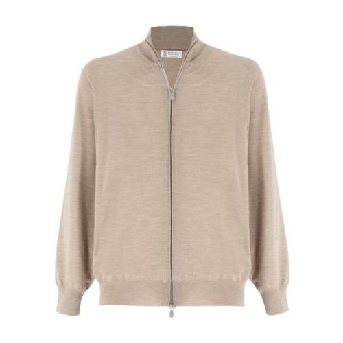 Zachte getextureerde cardigan met gegoten rits Brunello Cucinelli , Be...