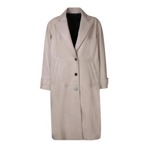 Elegante Beige Leren Jas met Patch Paul Smith , Beige , Dames