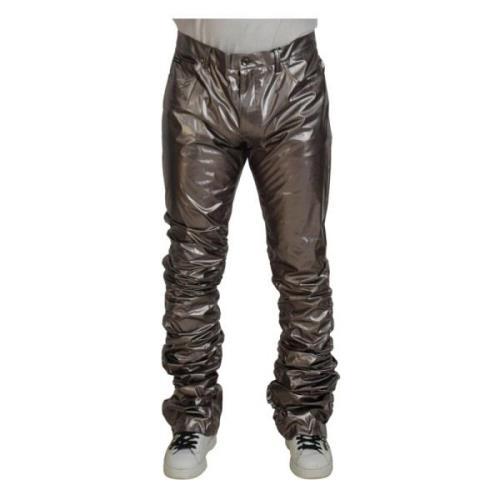 Metallic Silver Casual Pants Dolce & Gabbana , Gray , Heren