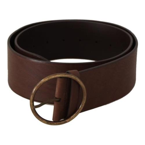 Elegante Bruin Leren Riem met Gegraveerde Gesp Dolce & Gabbana , Brown...