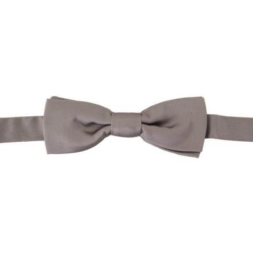 Elegante Zilveren Zijden Vlinderdas Dolce & Gabbana , Gray , Heren