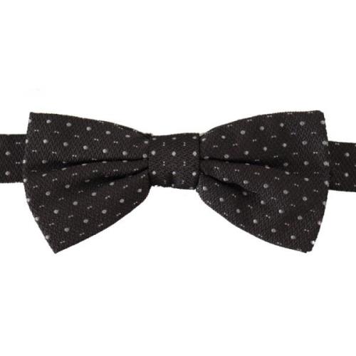 Elegante Polka Dot Zijden Vlinderdas Dolce & Gabbana , Black , Heren