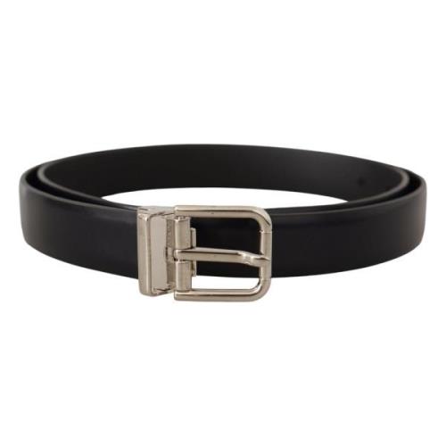 Elegante Leren Riem met Metalen Gesp Dolce & Gabbana , Black , Heren