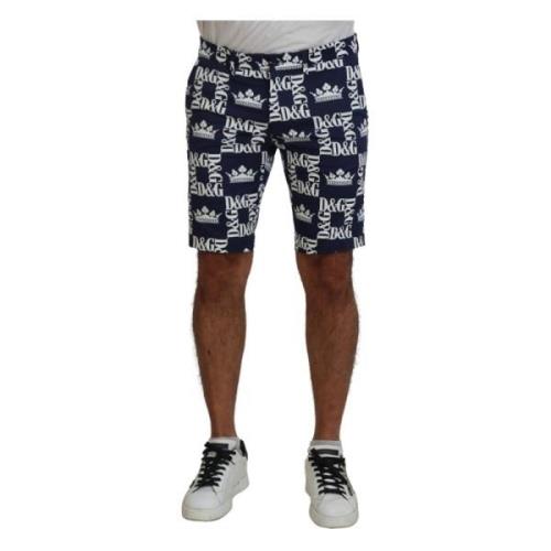 Kroonprint Casual Chino Shorts Dolce & Gabbana , Blue , Heren