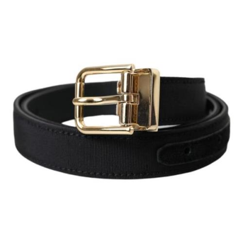 Zwart Gros Grain Goud Riem Mannen Dolce & Gabbana , Black , Heren