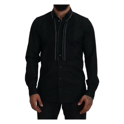 Elegant Slim Fit Tuxedo Dress Shirt Dolce & Gabbana , Black , Heren