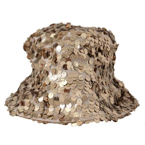 Gouden Pailletten Bucket Hat Dolce & Gabbana , Yellow , Dames