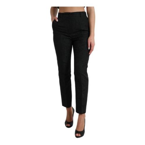 Zwarte High Waist Tapered Broek Dolce & Gabbana , Black , Dames