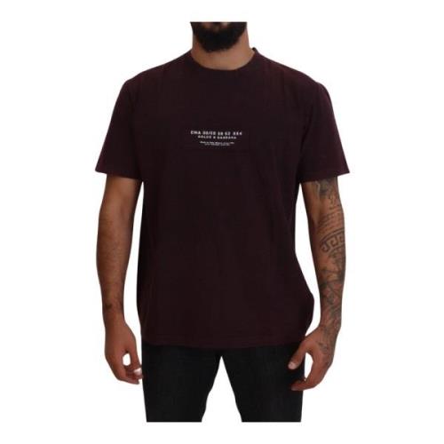 Elegant bordeaux T-shirt met ronde hals Dolce & Gabbana , Red , Heren