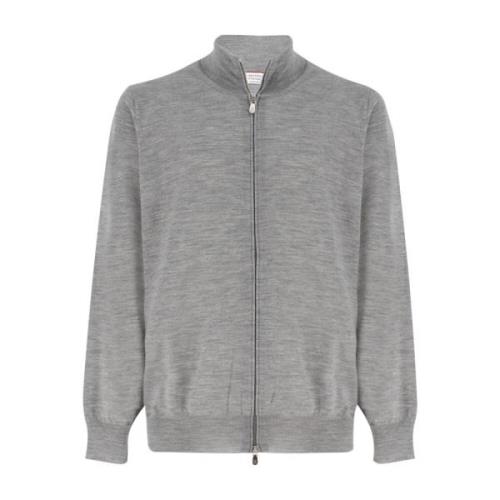 Zachte textuur cardigan met gegoten rits Brunello Cucinelli , Gray , H...