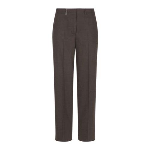 Bruine Wol Kasjmier Stretch Flanellen Broek Peserico , Brown , Dames