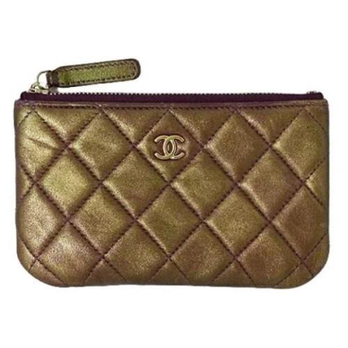 Pre-owned Leather pouches Chanel Vintage , Yellow , Dames