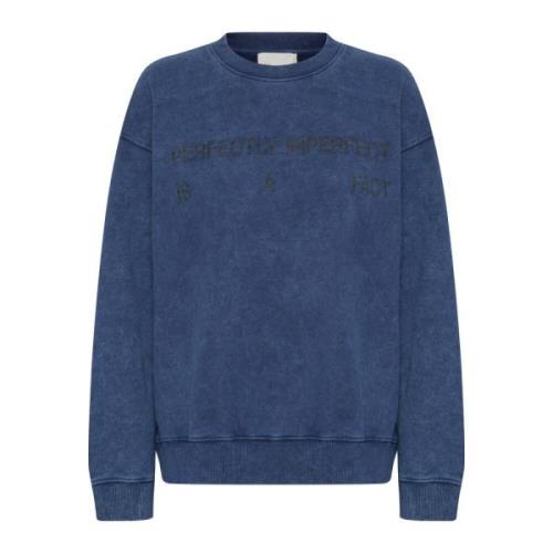 Front Print Sweatshirt Donkerblauw My Essential Wardrobe , Blue , Dame...