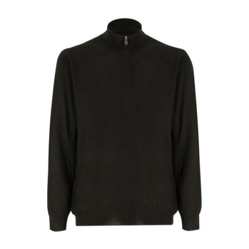 Elegant Half Zip Jumper Fedeli , Black , Heren