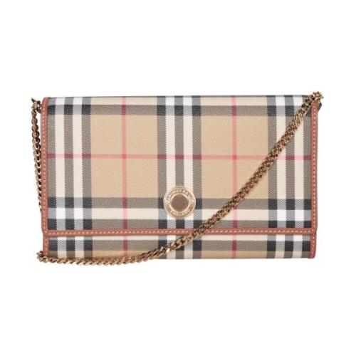 Gouden Ketting Schouderband Tas Burberry , Beige , Dames