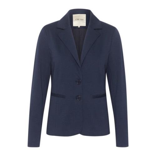 Navy Blazer met fijne kraag Cream , Blue , Dames