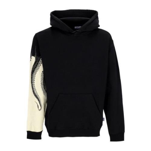 Zwarte Side Hoodie Lange Mouw Octopus , Black , Heren