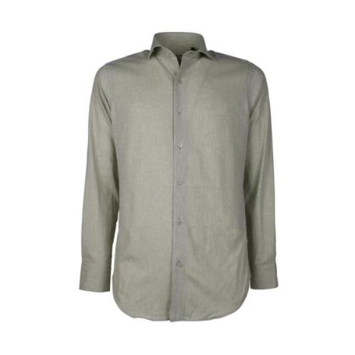 Milano Groen Leger Katoenen Shirt Made in Italia , Green , Heren