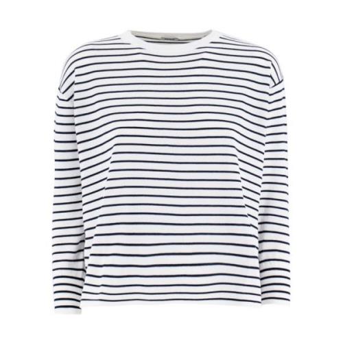 Gestreepte Katoenen Crewneck Sweater Aspesi , White , Dames