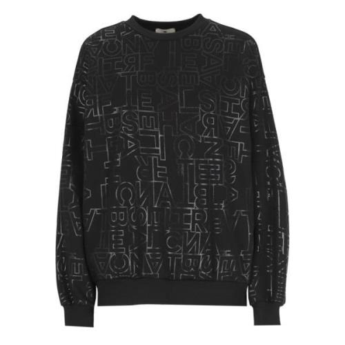 Zwarte Katoenen Sweatshirt met Ronde Hals Elisabetta Franchi , Black ,...