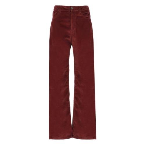 Fluwelen Bordeaux Broek Elastische Taille UMA Wang , Red , Dames