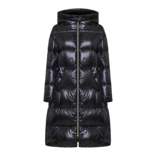 Zwarte A-lijn Lange Parka Jas Herno , Black , Dames