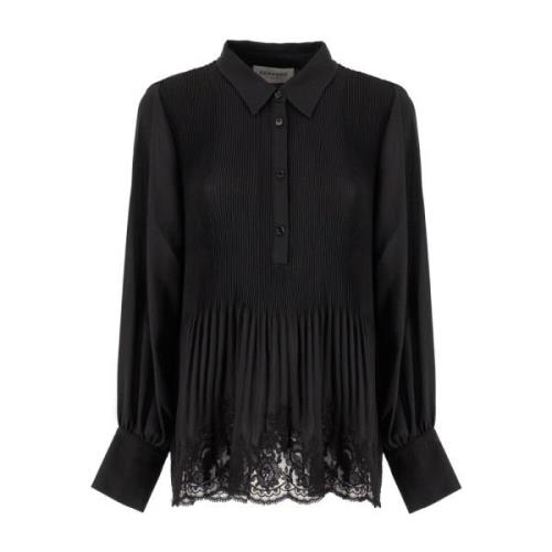 Luxe blouse met transparante details Ermanno Scervino , Black , Dames