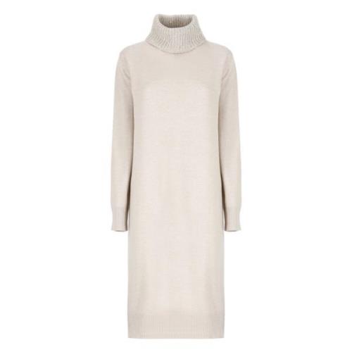 Beige Wol Kasjmier Zijde Jurk Paillet Fabiana Filippi , Beige , Dames