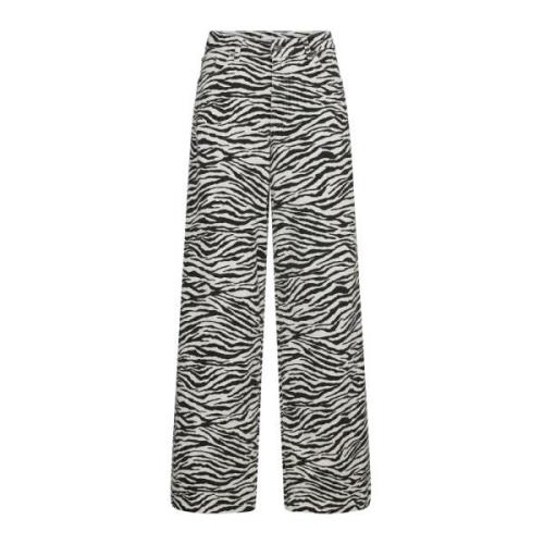 Zioncc Zebra Wijde Pijp Broek Co'Couture , Black , Dames