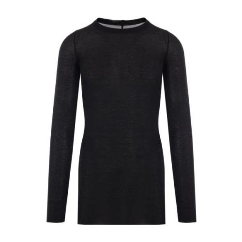 Zwarte Geribbelde Longsleeve T-Shirt Rick Owens , Black , Heren