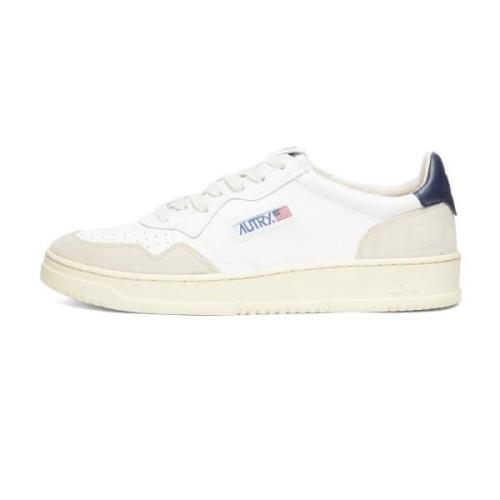 Vintage Lage Leren Sneaker Wit & Navy Autry , White , Heren