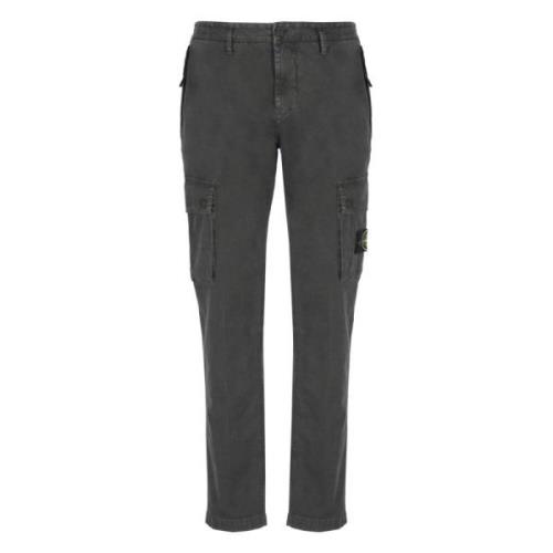 Grijze Cargo Broek met Logo Patch Stone Island , Gray , Heren