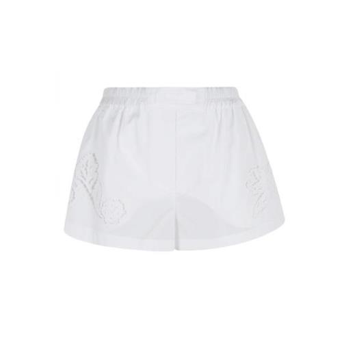 Barok Geborduurde Katoenen Poplin Shorts Versace , White , Dames