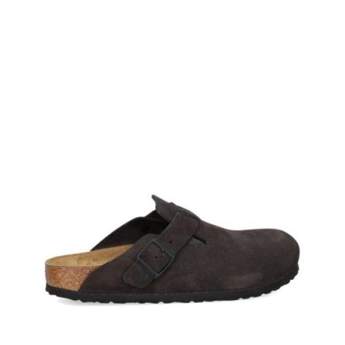 Velours Muiltjes met Metalen Afwerking Birkenstock , Gray , Heren