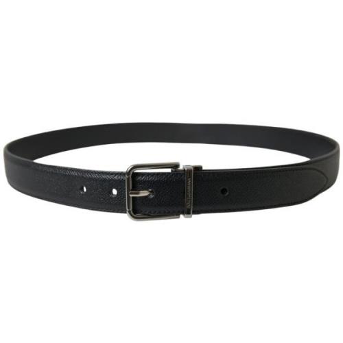 Elegante Zwarte Leren Riem Dolce & Gabbana , Black , Heren