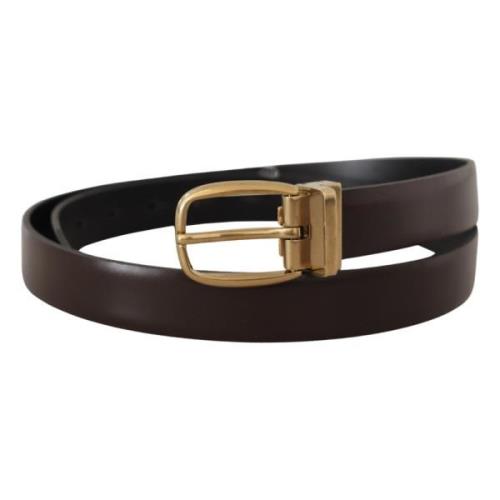 Elegante donkerbruine leren riem Dolce & Gabbana , Brown , Heren