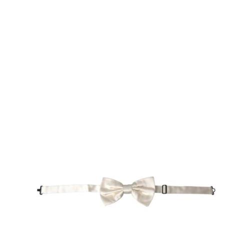 Off White Zijden Vlinderdas Dolce & Gabbana , White , Heren