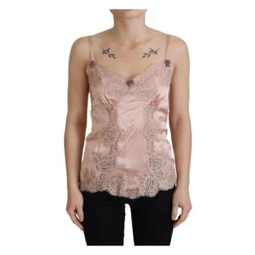 Elegant Roze Zijden Lingerie Top Dolce & Gabbana , Pink , Unisex