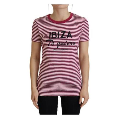 Exclusief Gestreept Ibiza T-shirt Dolce & Gabbana , Pink , Dames