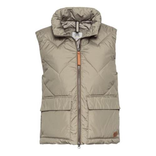 Gerecyclede Polyester Puffer Vest Camel Active , Green , Dames