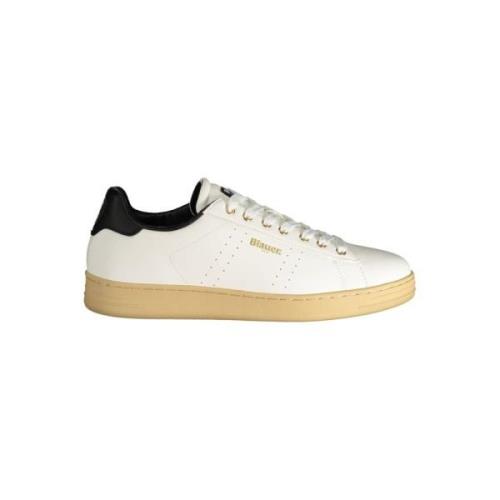 Witte Polyester Sneaker met Sportieve Details Blauer , White , Heren