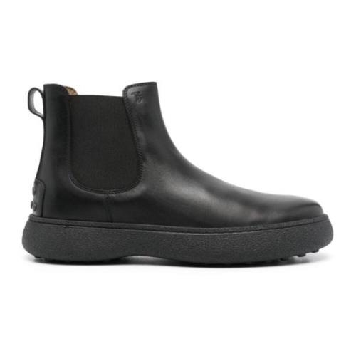 Zwarte Leren Chelsea Laarzen Tod's , Black , Heren