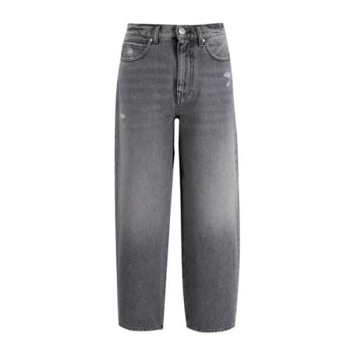 Egg-Fit Jeans met Scheurdetails Pinko , Gray , Dames