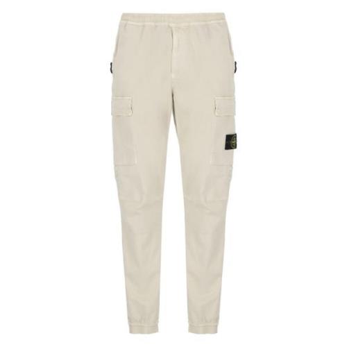 Beige Cargo Broek met Iconische Patch Stone Island , Beige , Heren