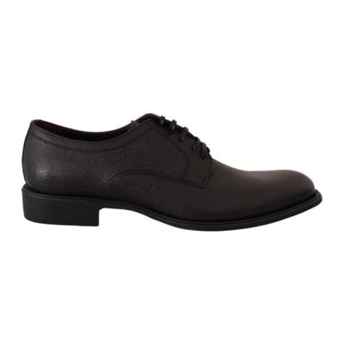 Zwarte Leren Derby Formele Schoenen Dolce & Gabbana , Black , Heren