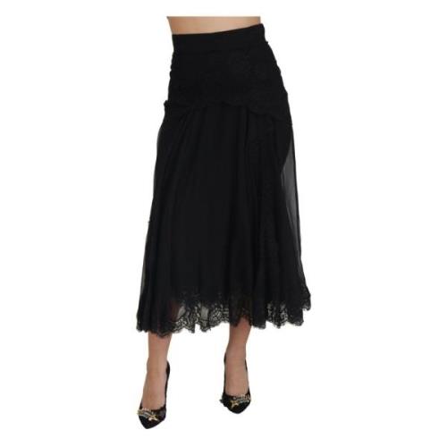 Elegante hoge taille midi rok van zijde mix Dolce & Gabbana , Black , ...