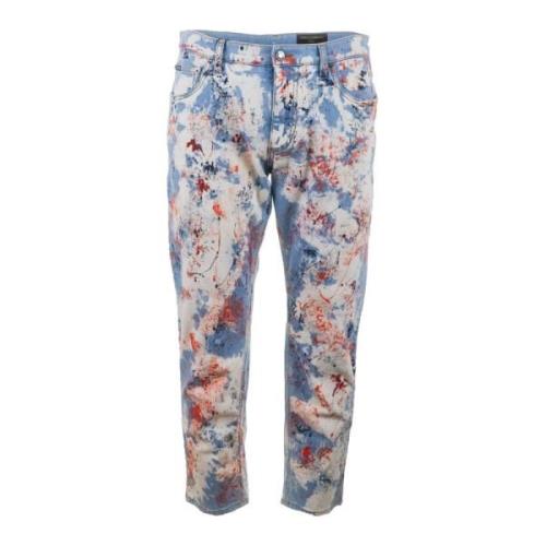 Heren Geschilderde Losse Jeans Dolce & Gabbana , Multicolor , Heren